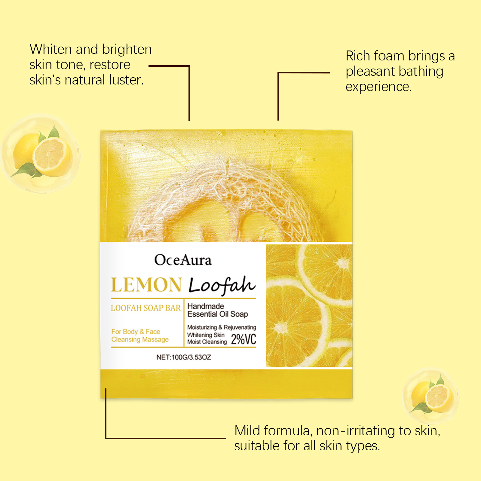 Lemon Loofah Handmade Soap Nat - Body Loofah Natural recension och pris